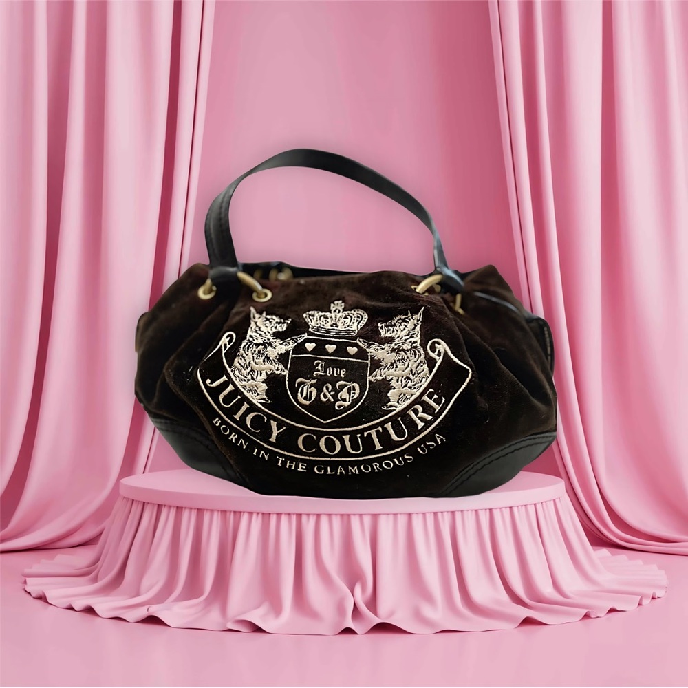 Juicy Couture Black Shoulder Bag with Glossy Finish